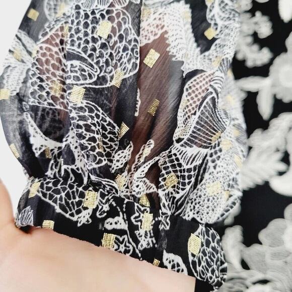 Tommy Hilfiger Womens Size 2P Black & White Floral Mini Dress With Long Sleeves - Picture 13 of 15